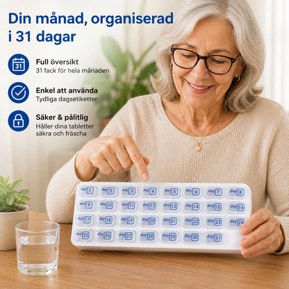 MediMonth Pro™ Pill Organizer – 31 dagars smart förvaring för dagliga rutiner