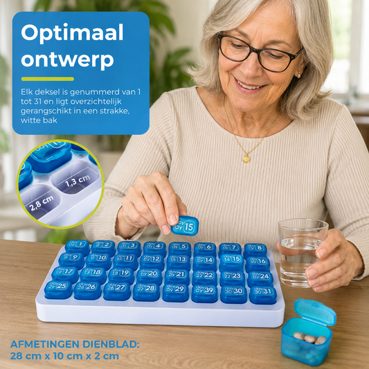 MediMonth Pro™ Pill Organizer – 31 dagars smart förvaring för dagliga rutiner
