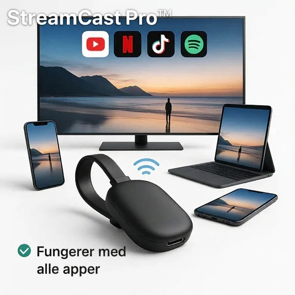 StreamCast Pro™ trådløs skjermdeling – Større bilde, direkte på TV-en din