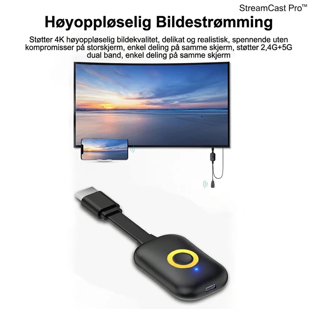 StreamCast Pro™ trådløs skjermdeling – Større bilde, direkte på TV-en din