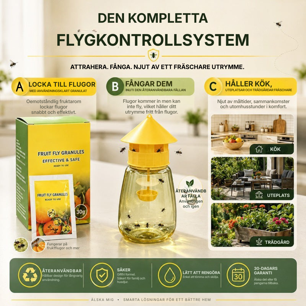 ❄️Sommarfräsch 50 % rabatt!🌿Återanvändbar flugfälla med lockmedel – Insektsmedelsfri fruktflugefångare för kök, terrass och trädgård