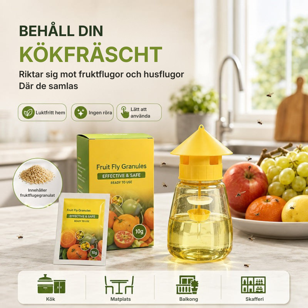 ❄️Sommarfräsch 50 % rabatt!🌿Återanvändbar flugfälla med lockmedel – Insektsmedelsfri fruktflugefångare för kök, terrass och trädgård