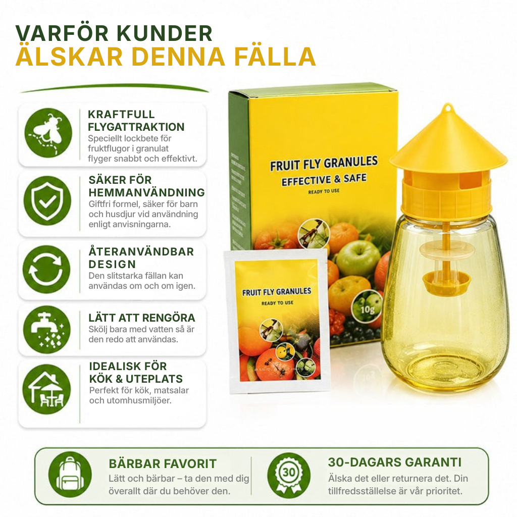 ❄️Sommarfräsch 50 % rabatt!🌿Återanvändbar flugfälla med lockmedel – Insektsmedelsfri fruktflugefångare för kök, terrass och trädgård