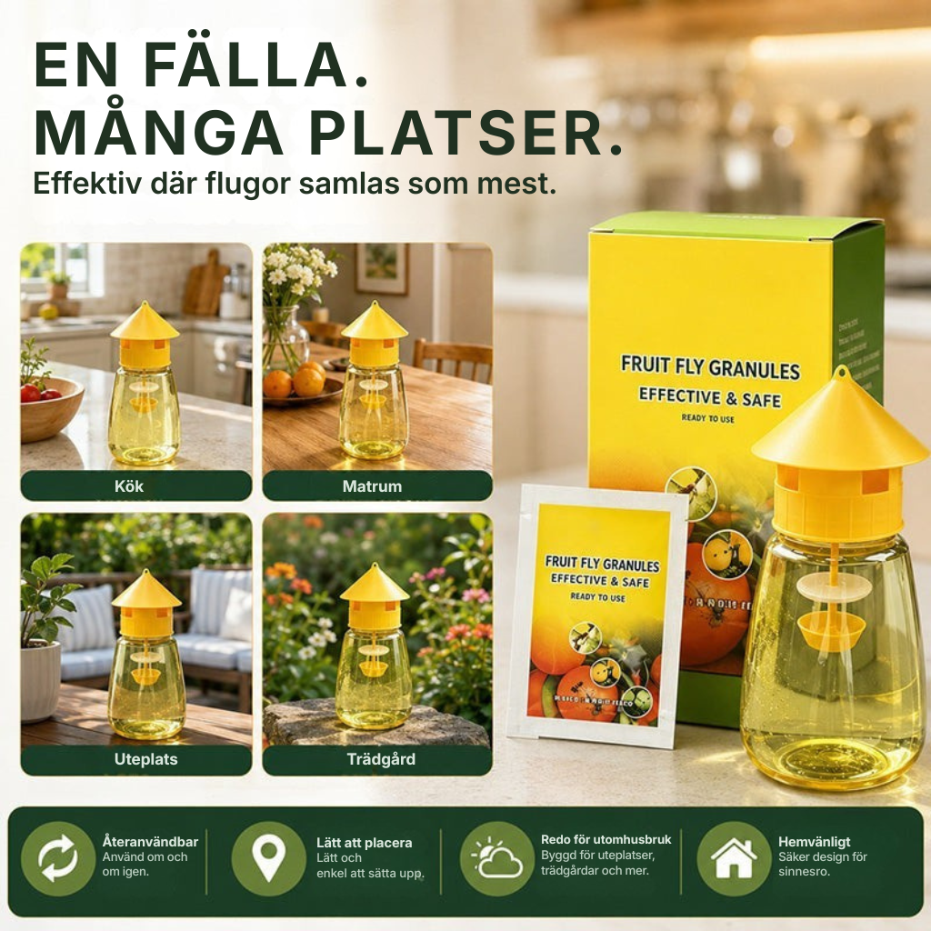 ❄️Sommarfräsch 50 % rabatt!🌿Återanvändbar flugfälla med lockmedel – Insektsmedelsfri fruktflugefångare för kök, terrass och trädgård