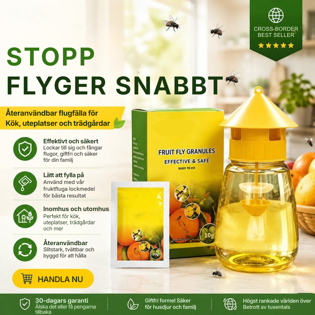 ❄️Sommarfräsch 50 % rabatt!🌿Återanvändbar flugfälla med lockmedel – Insektsmedelsfri fruktflugefångare för kök, terrass och trädgård