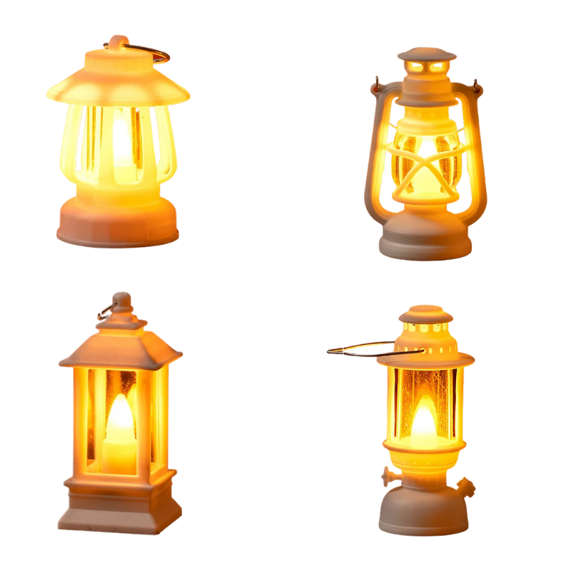 LumiNest™ Mini Retrolampa – Mysigt ljus för dockhus, hyllor och små detaljer