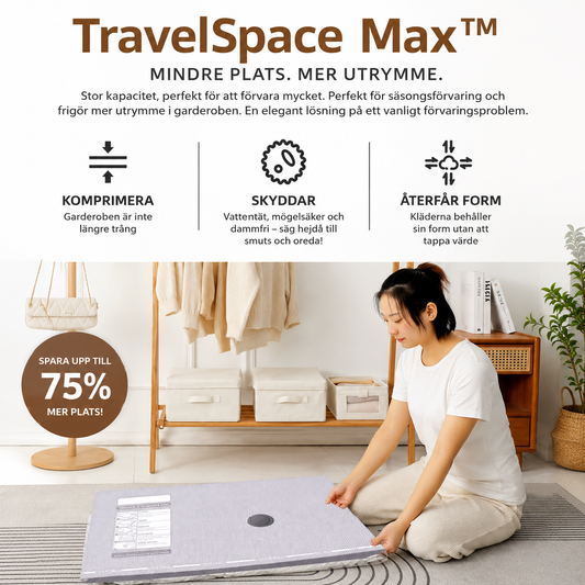 TravelSpace Max™ Kompressionspåsar – Trådlös vakuumpump för smart packning