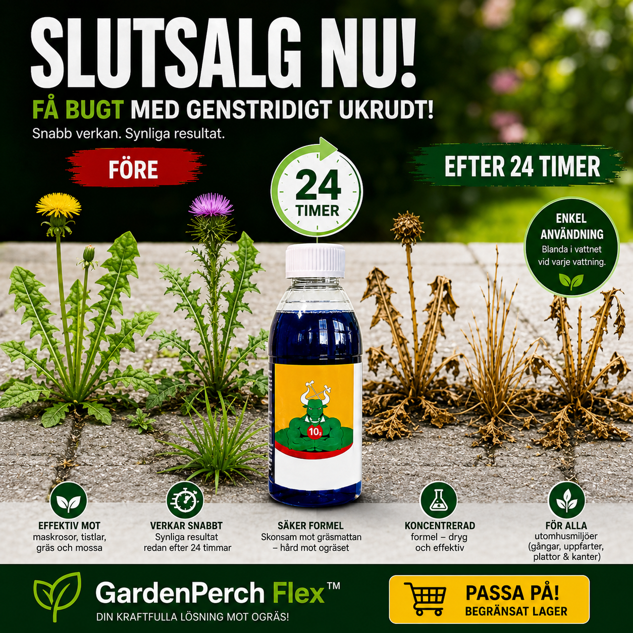 GardenClean Flex™  Få bort envisa ogräs på bara 24 timmar!