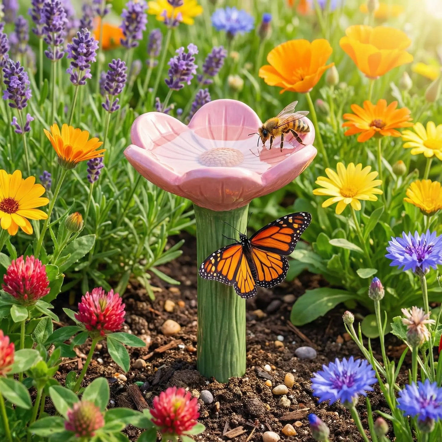 BeeBloom Pro™ Vattenstation – Hjälp bin och fjärilar med en vacker blomskål