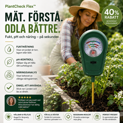 PlantCheck Flex™ Jordmätare – Enkel analys av jordens förutsättningar utan batterier