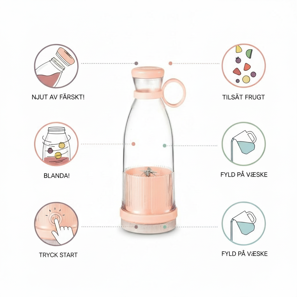 FreshJuice Go™ Bärbar Blender  Fräscha smoothies och juicer – när som helst, var som helst|