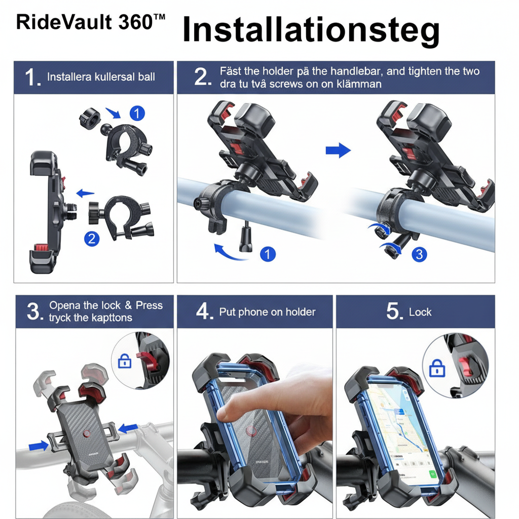 RideVault 360™ Mobilhållare för Cykel – Säker och stabil körning, när som helst, var som helst