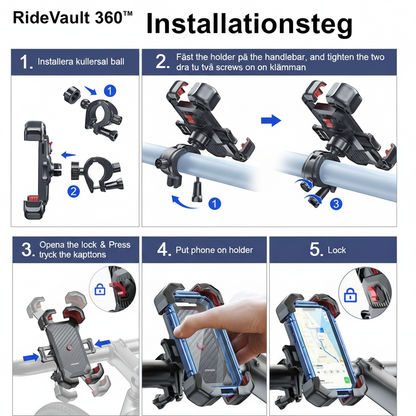 RideVault 360™ Mobilhållare för Cykel – Säker och stabil körning, när som helst, var som helst