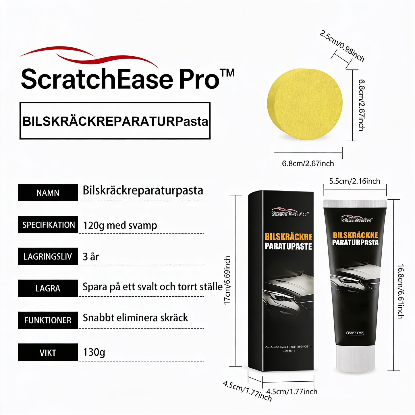 ScratchEase Pro™ Bilreparationspasta – Få bort repor snabbt och enkelt hemma