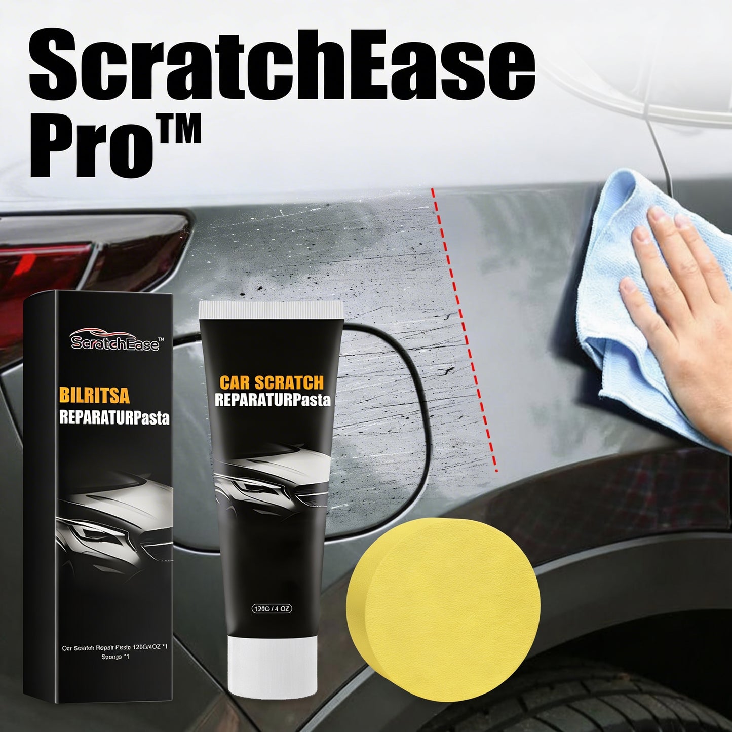 ScratchEase Pro™ Bilreparationspasta – Få bort repor snabbt och enkelt hemma