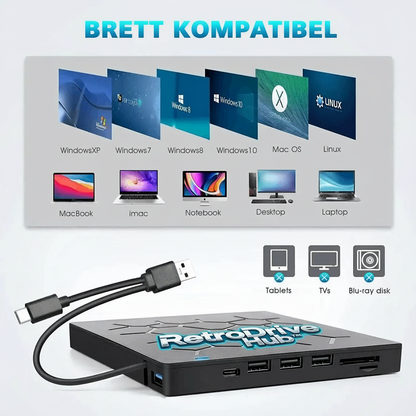 RetroDrive Hub™ USB Skivspelare – Se, läs och anslut mer från en enda enhet