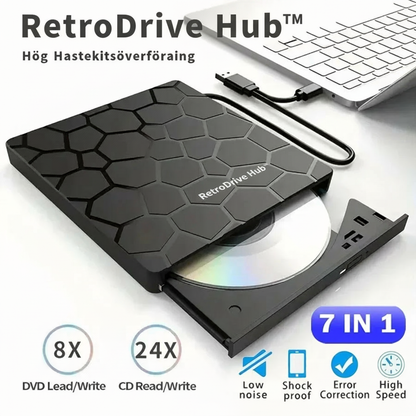 RetroDrive Hub™ USB Skivspelare – Se, läs och anslut mer från en enda enhet