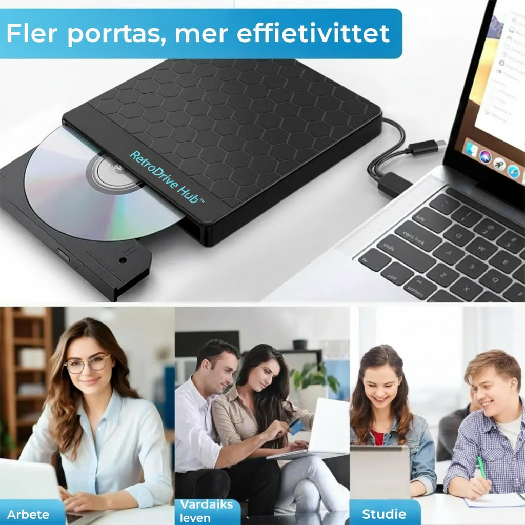 RetroDrive Hub™ USB Skivspelare – Se, läs och anslut mer från en enda enhet