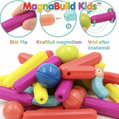 MagnaBuild Kids™ Magnetiska Byggstavar – Kreativ lek som utvecklar fantasi och motorik