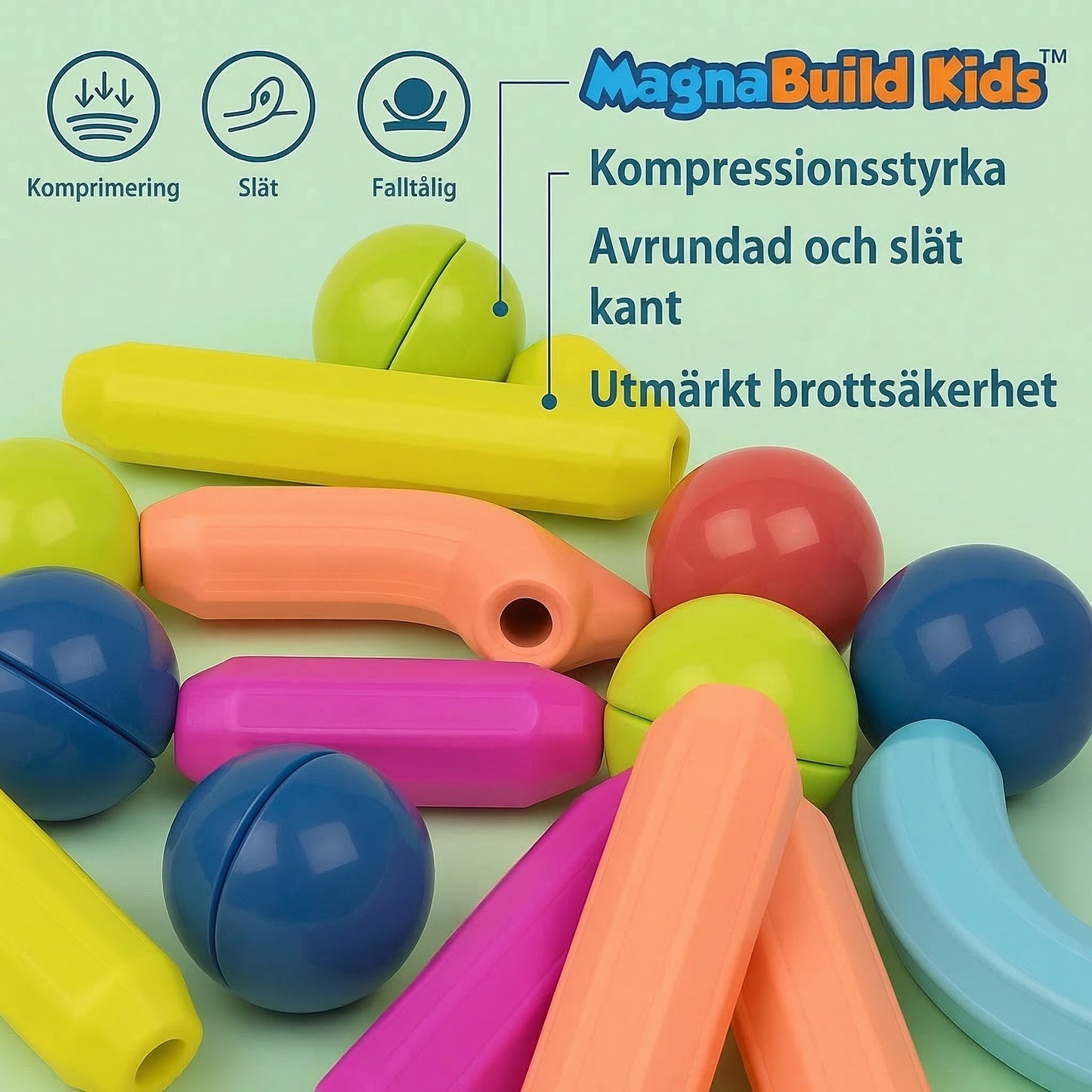 MagnaBuild Kids™ Magnetiska Byggstavar – Kreativ lek som utvecklar fantasi och motorik