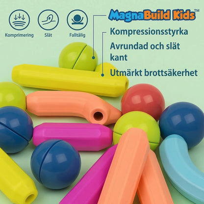 MagnaBuild Kids™ Magnetiska Byggstavar – Kreativ lek som utvecklar fantasi och motorik