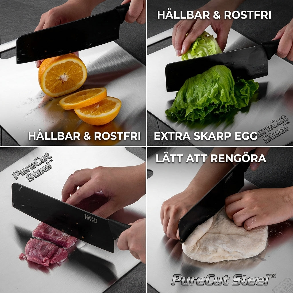 PureCut Steel™ Köksskärbräda – Slitstark design för tryggare förberedelser