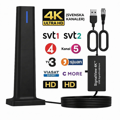 SignalView 4K™ TV-Antenne – Få tydliga HD-kanaler utan kabel eller Wi-Fi