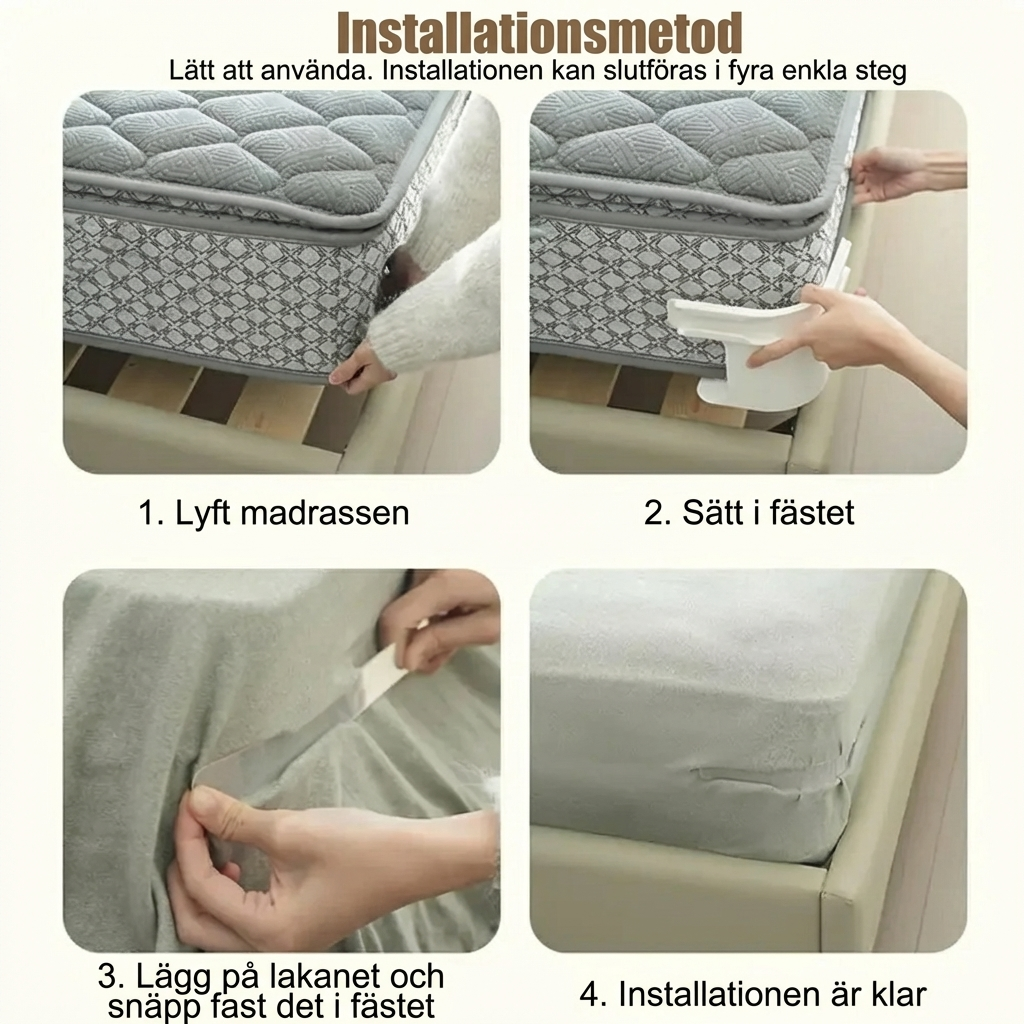 SheetLock Comfort™ Madrassfäste – Inga lösa lakan och mer sovkomfort