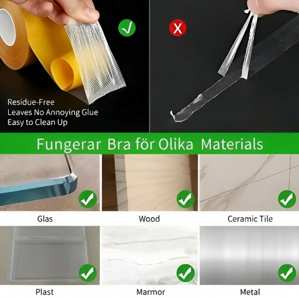 ClearHold Max™ Multifunktionstejp – Smidig upphängning för hem och DIY-projekt