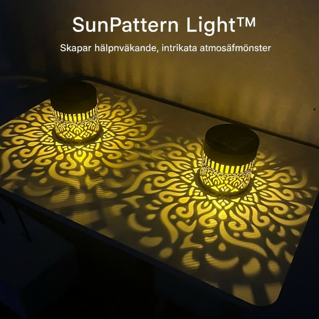 SunPattern Light™ Utelampa – Stämningsfull belysning för vägg, bord och uteplats