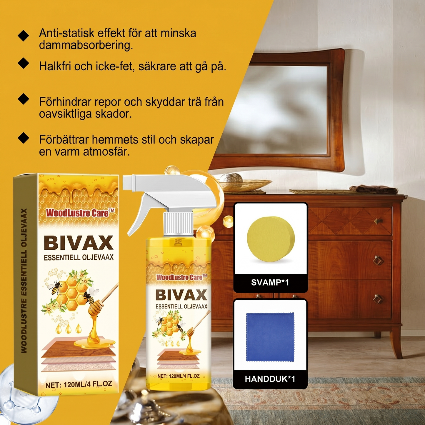 WoodLustre Care™ Polerspray – Enklare vård för trä, glans och skydd i hemmet