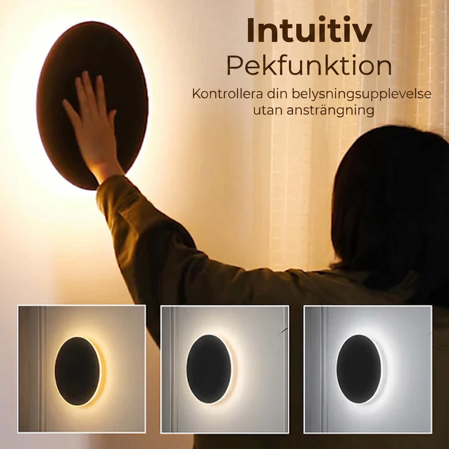 AuraCircle Touch™ LED Vägglampa – Stilren ljussättning för sovrum, hall och trappa