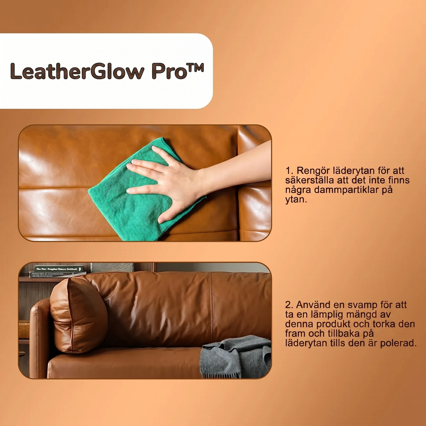 LeatherGlow Pro™ Läderpolish – Återställ glans och mjukhet på slitna läderytor