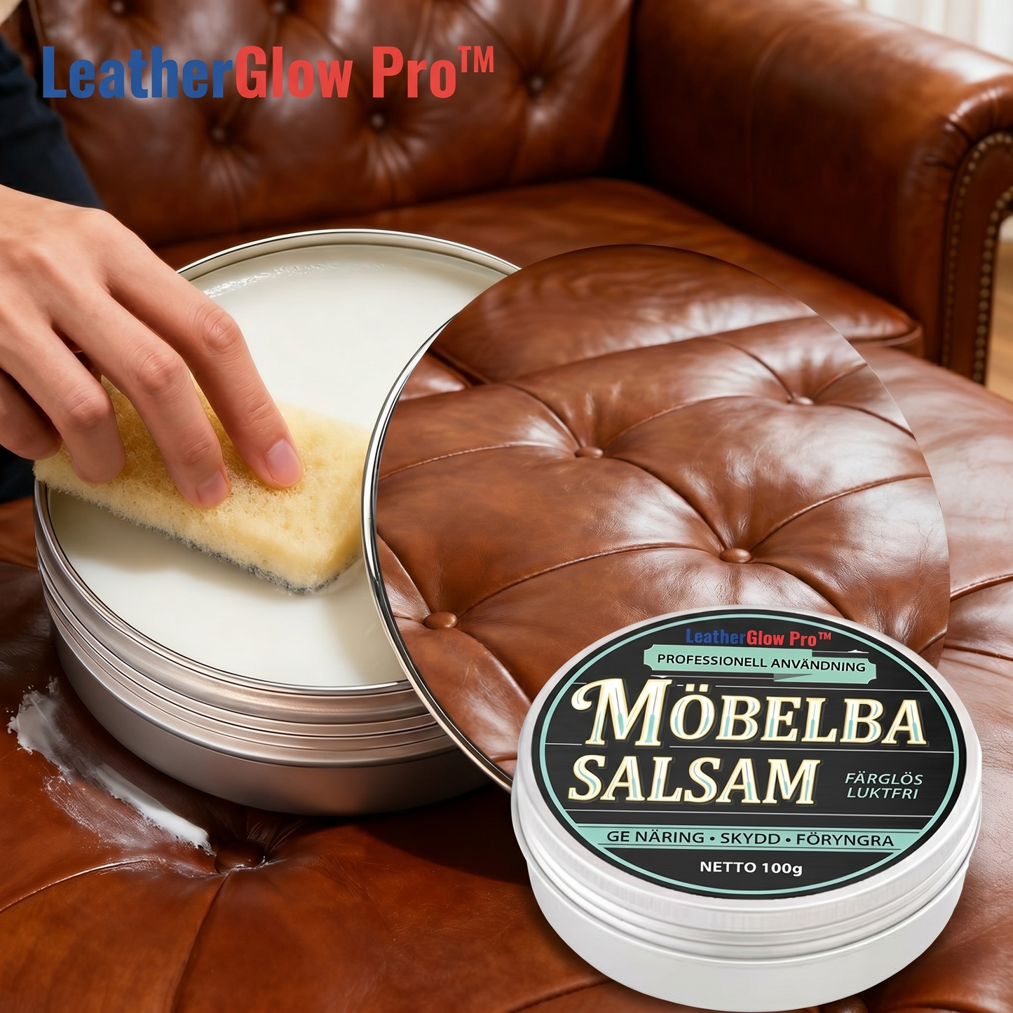 LeatherGlow Pro™ Läderpolish – Återställ glans och mjukhet på slitna läderytor