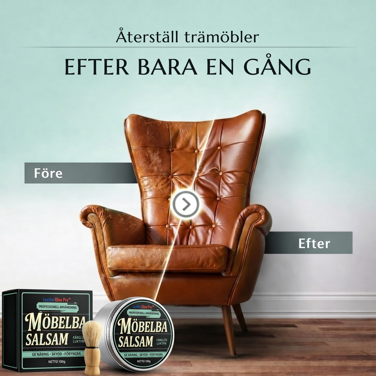 LeatherGlow Pro™ Läderpolish – Återställ glans och mjukhet på slitna läderytor
