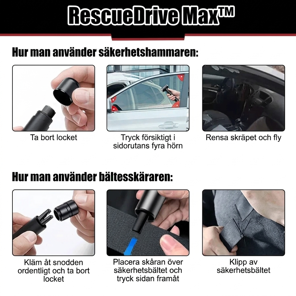 RescueDrive Max™ Bilverktyg – Praktisk trygghet med flera funktioner i ett