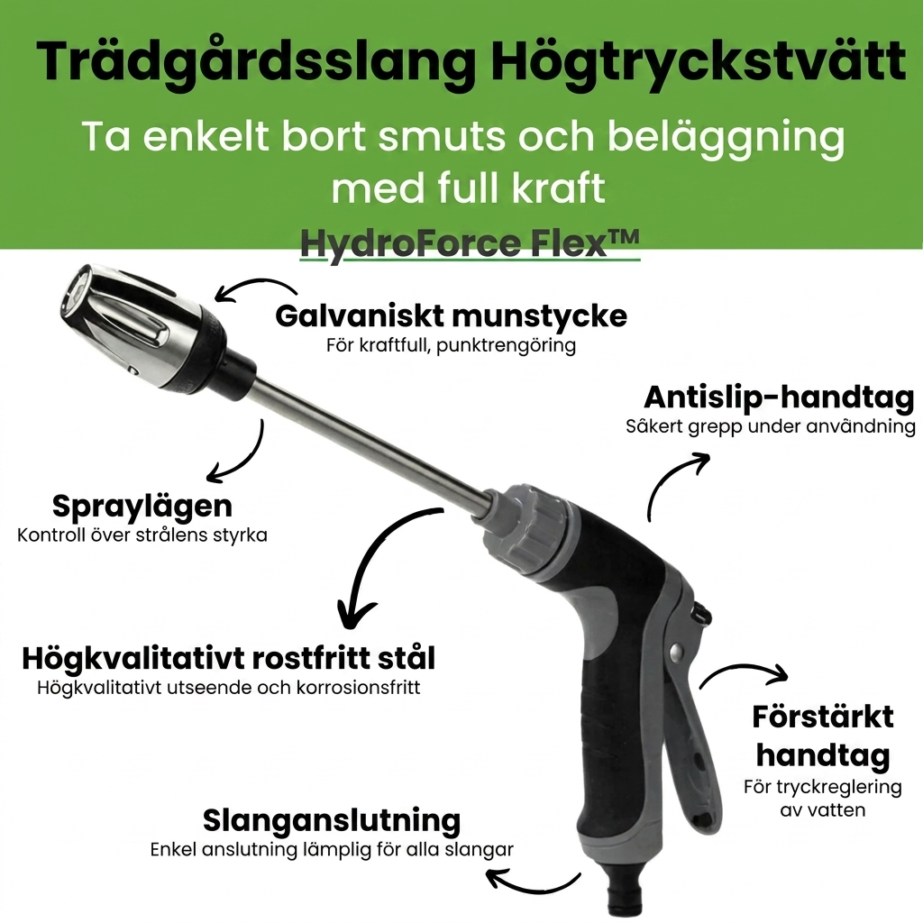 HydroForce Flex™ Slangmunstycke – Smidig rengöring utan el, sladdar eller krångel