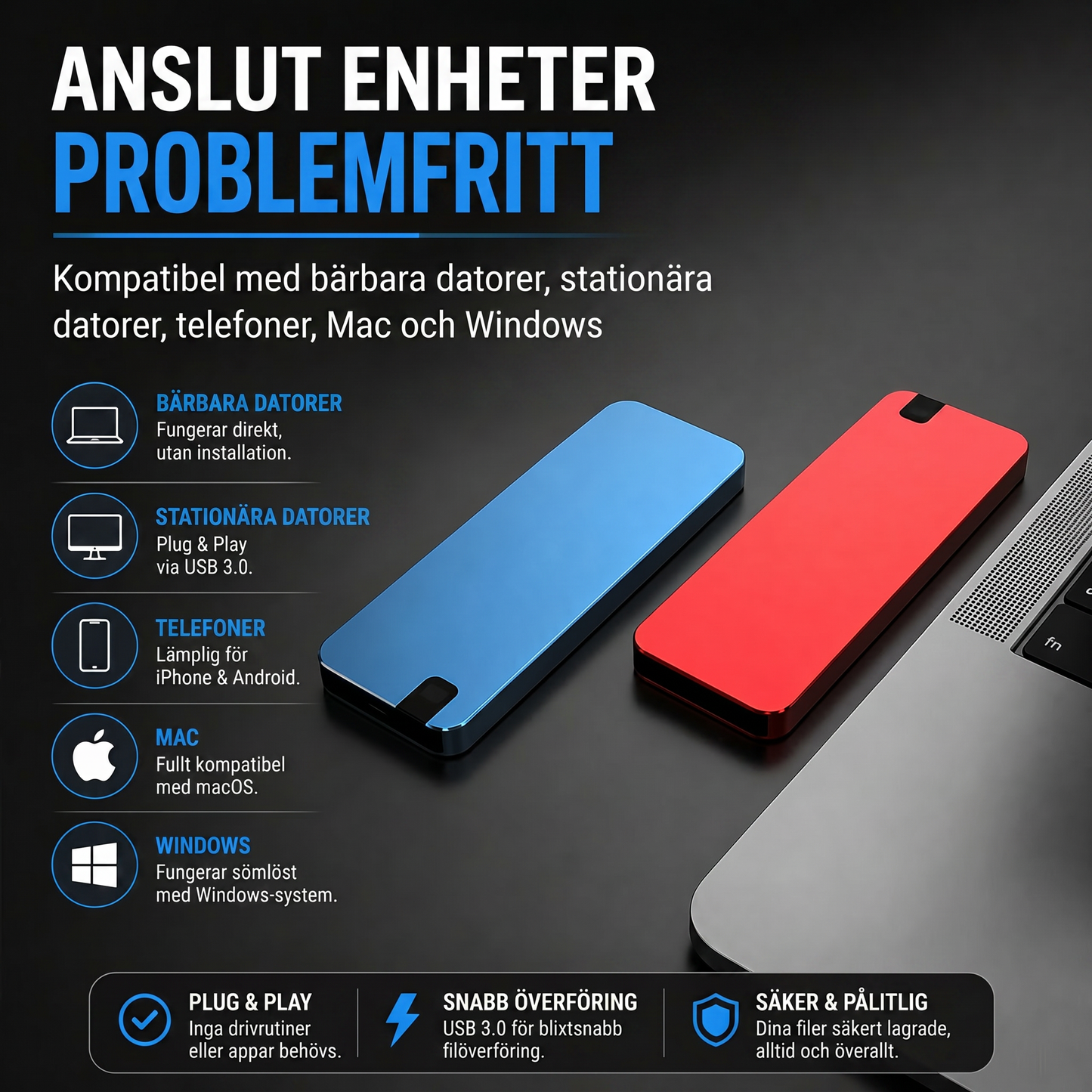 SecureStick Max™ Minneslösning – Snabb backup för mobil, surfplatta och dator