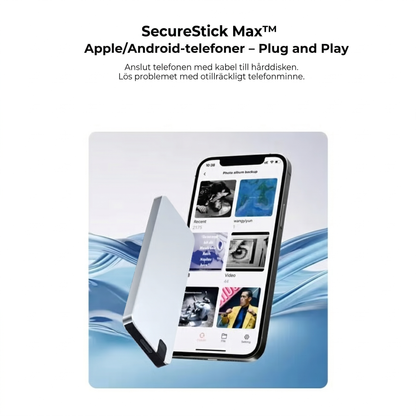 SecureStick Max™ Minneslösning – Snabb backup för mobil, surfplatta och dator