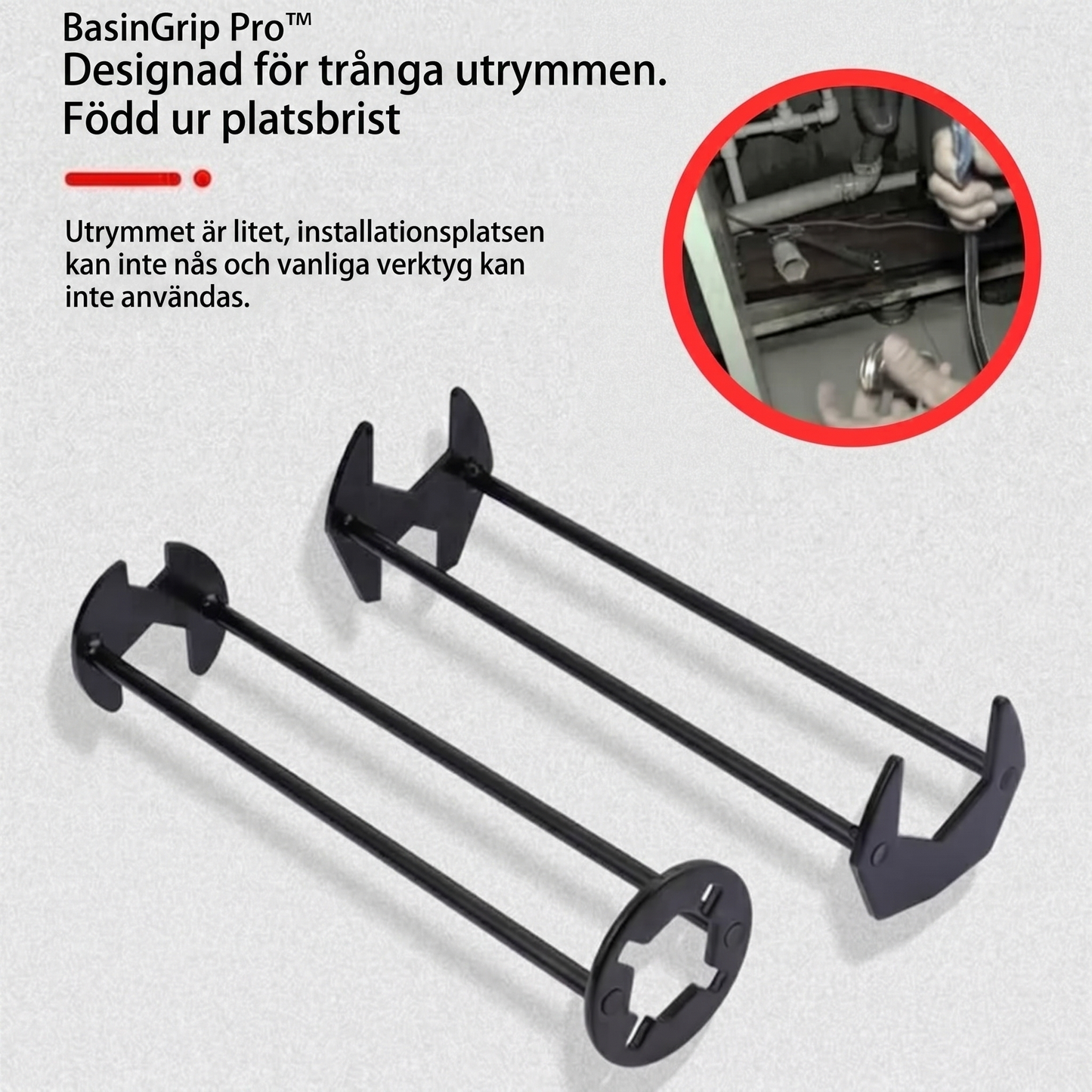 BasinGrip Pro™ Wastafelsnyckel – Enkel installation i trånga utrymmen