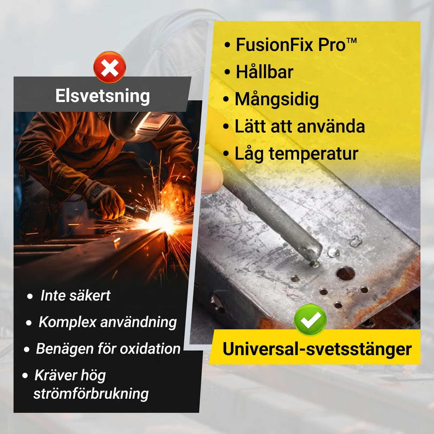 FusionFix Pro™ Lågtemperatur Svetspinne – Snabba metallreparationer utan svetsmaskin