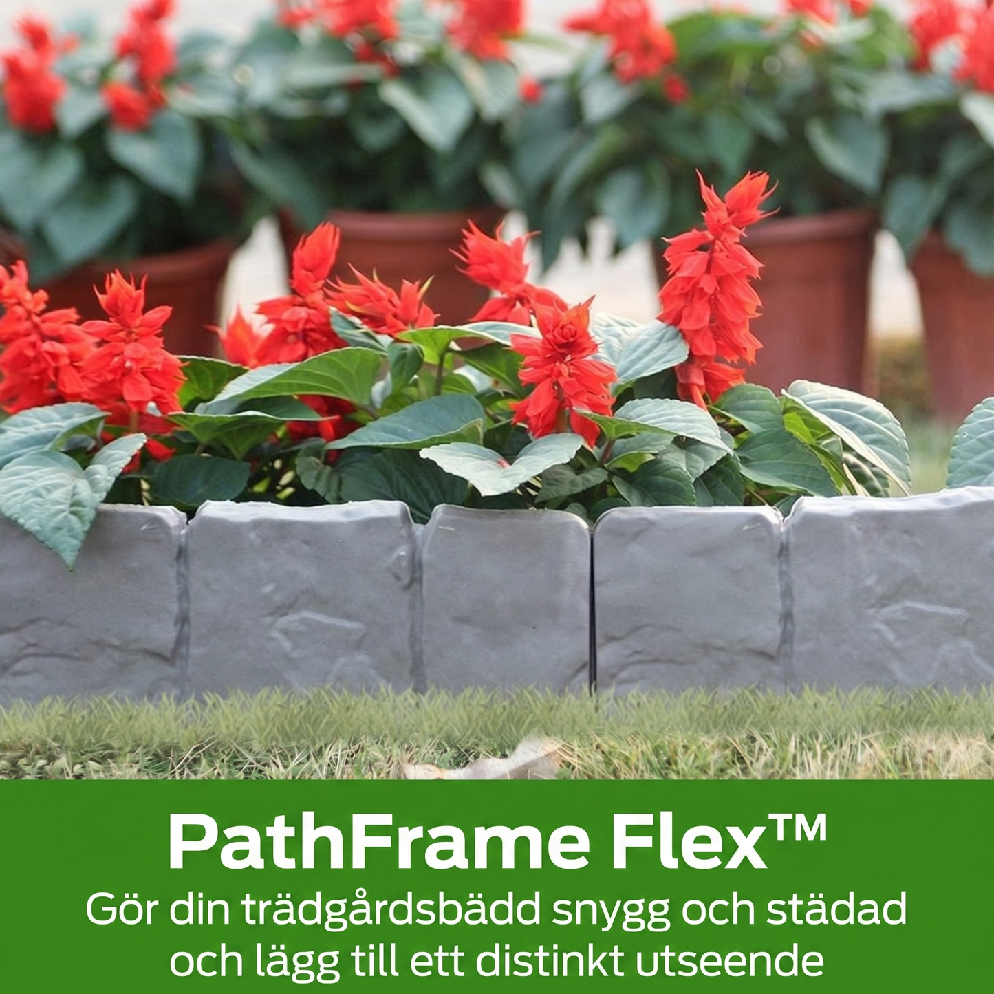 PathFrame Flex™ Trädgårdsavgränsning – Enkel formgivning för rabatter, gångar och gräs (10-pack)