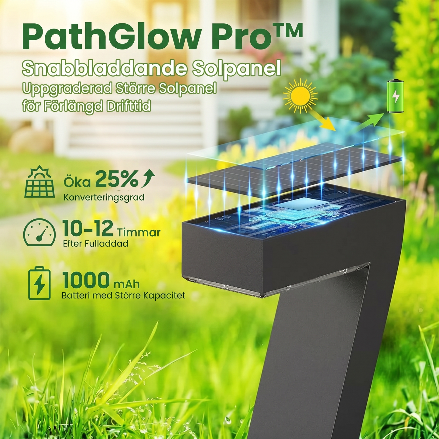 PathGlow Pro™ Solcellslampa – Modern gångbelysning med varm och elegant ljuseffekt (2-pack)