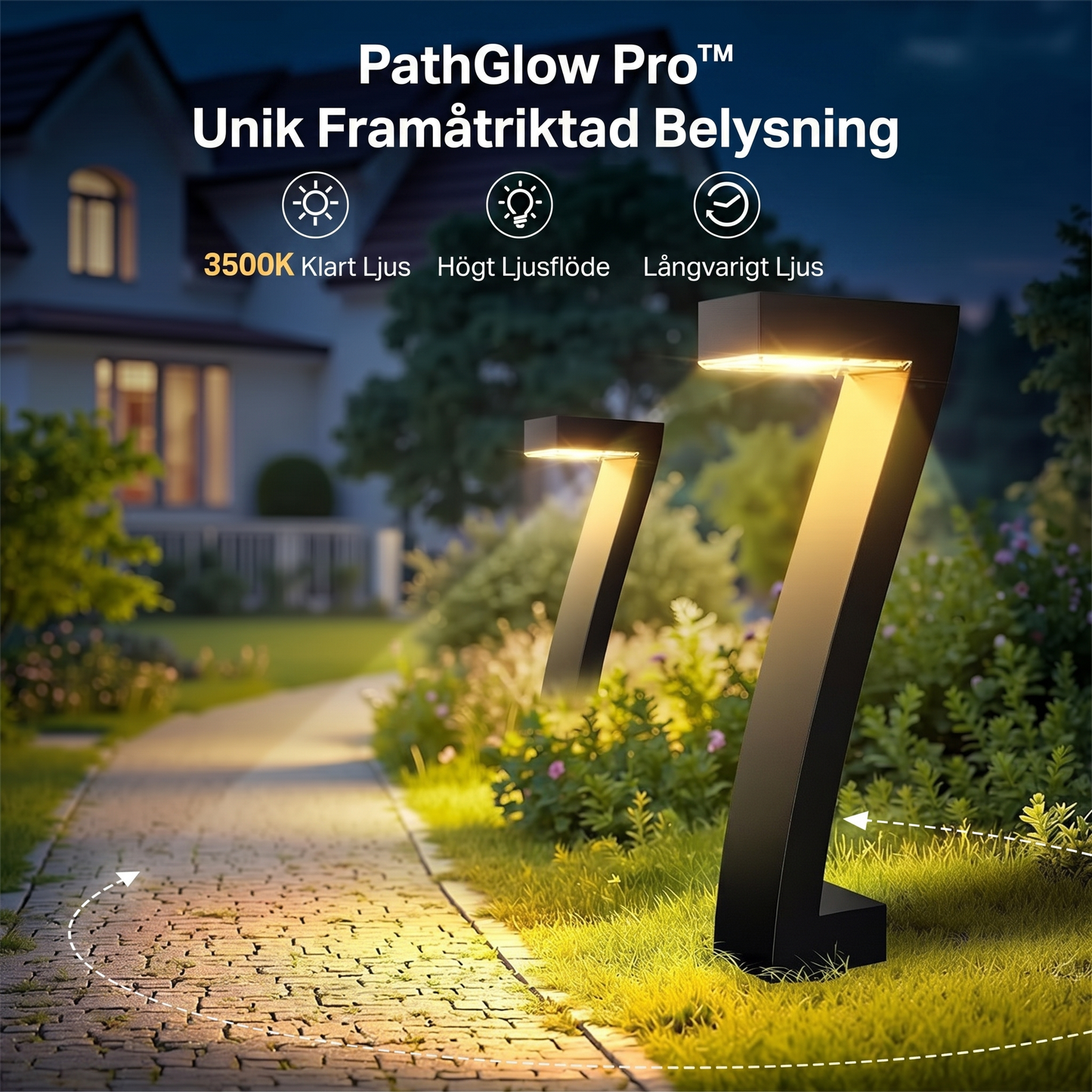 PathGlow Pro™ Solcellslampa – Modern gångbelysning med varm och elegant ljuseffekt (2-pack)