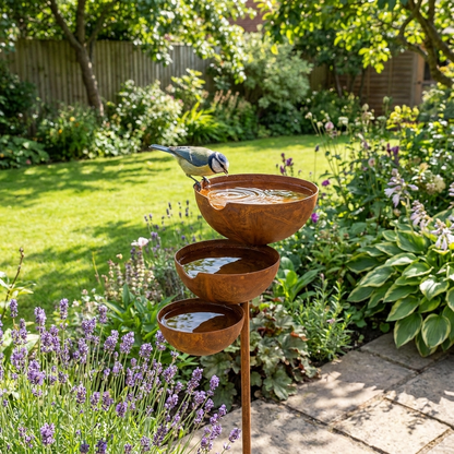 Three-tier birdbath – Corten steel