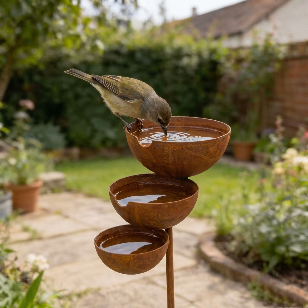 Three-tier birdbath – Corten steel