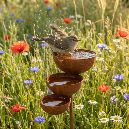 Three-tier birdbath – Corten steel