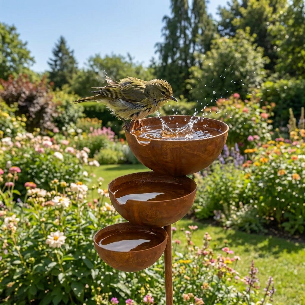 Three-tier birdbath – Corten steel