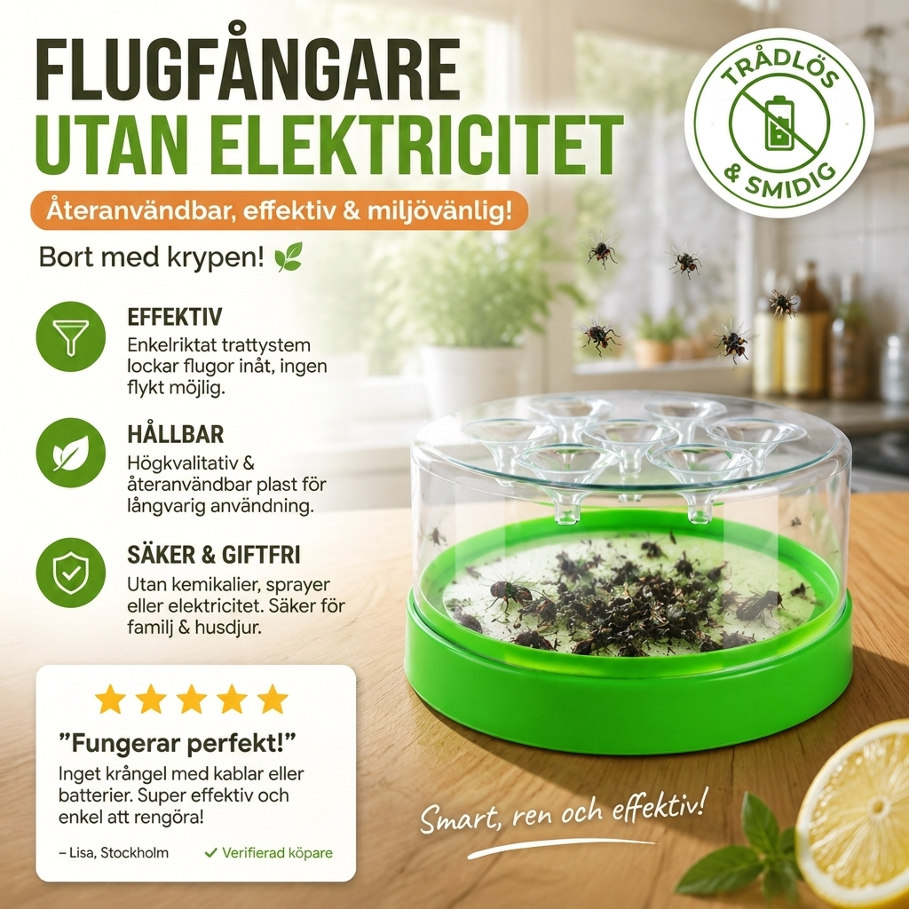 Flugfångare utan elektricitet – återanvändbar, effektiv och miljövänlig! Bort med de små krypen!