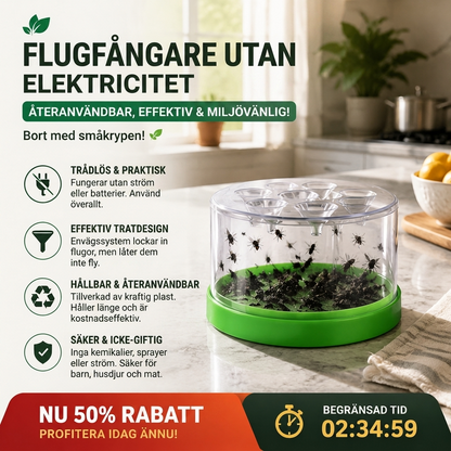 🪰 Flugfångare utan elektricitet – återanvändbar, effektiv och miljövänlig! Bort med de små krypen! 🌿
